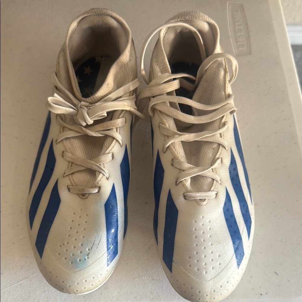 Blue and White Athletic Shoes soccer cleats